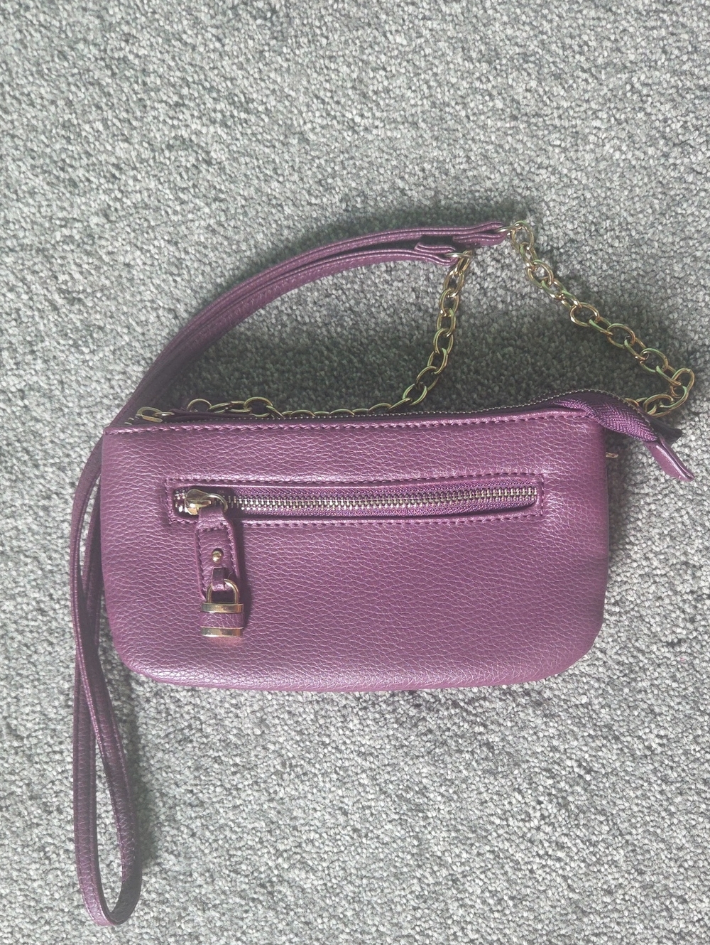 Charming Charlie Purple Pebbled Leather Wristlet Crossbody